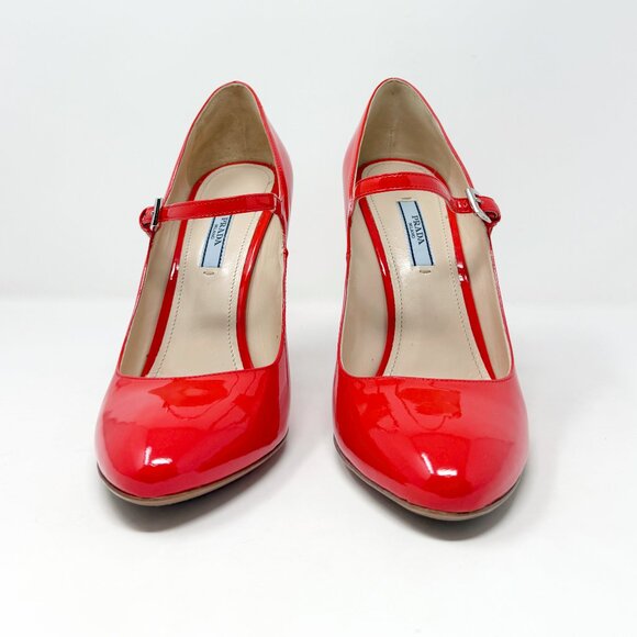 Prada Red Patent Leather Mary Jane Pumps 40 | Made in Italy Heels - Picture 4 of 9